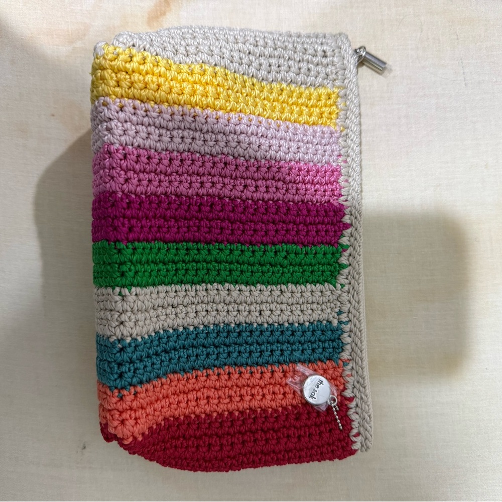 The Sak Multicolor Crochet Stripe Cosmetic Pouch - Cream Trim - Picture 2 of 3